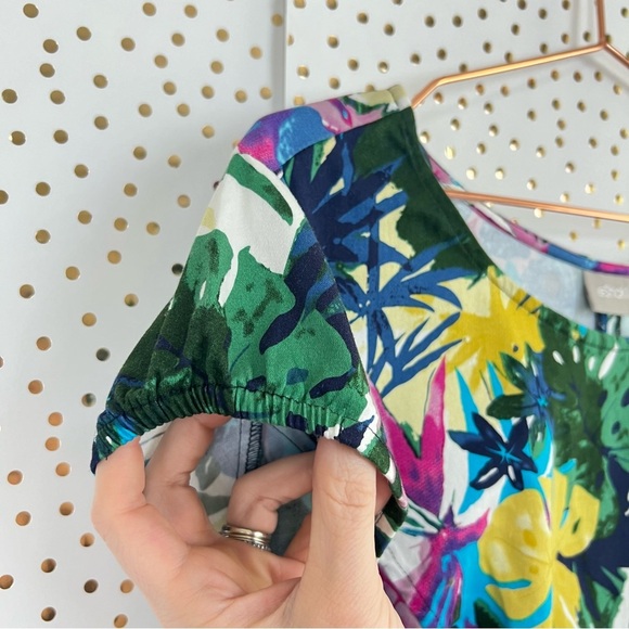 eShakti Tropical Floral Cap Sleeve Sheath Dress - Picture 6 of 16